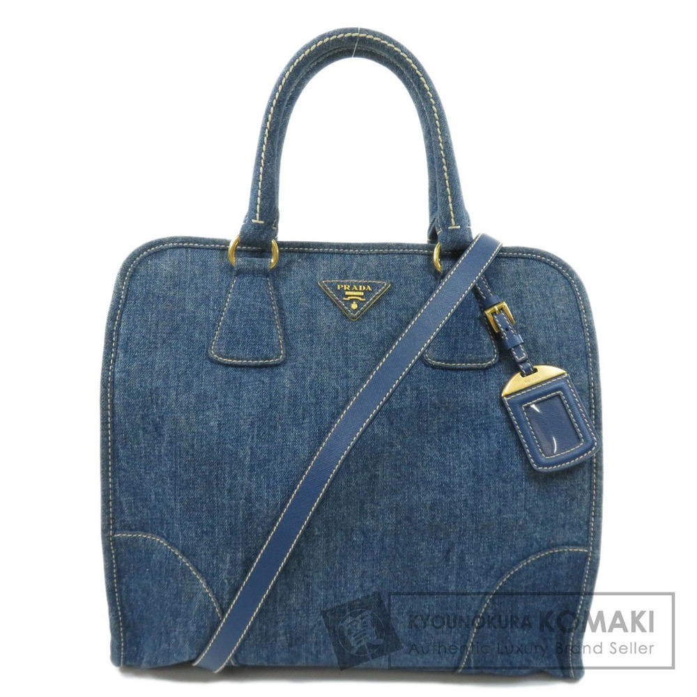 Prada Logo Motif Handbag Denim